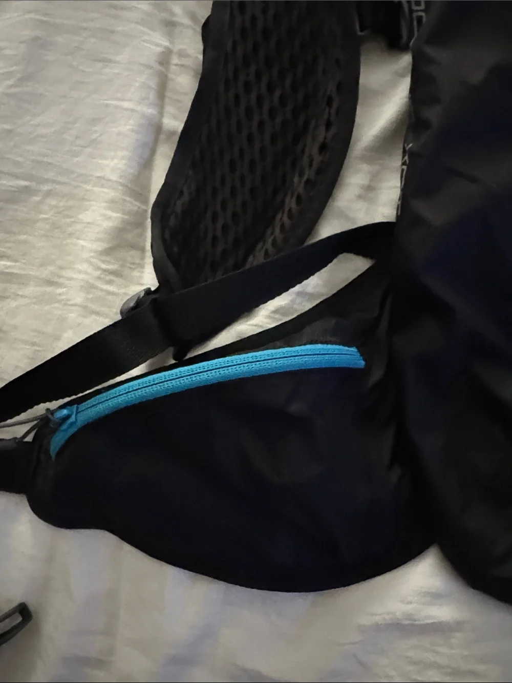 CamelBak Black Hydration Pack with Blue Zipper Accents